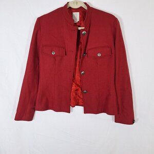 Vintage Red Wool Womens Jacket Size 8